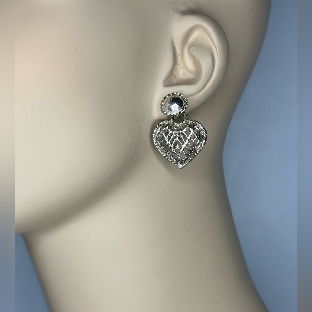 Silver Colored Heart Earrings